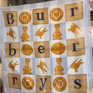 Burberry Crest Square Scarf - White, Gold, blue